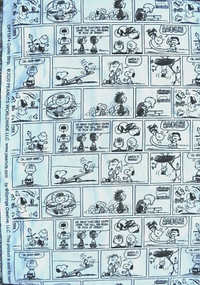 PEANUTS КОМИКСОВ ПОЛОСКИ ПЕЧАТИ ЧЕРНЫЙ И БЕЛЫЙ 100% ХЛОПОК ТКАНИ 48 X 43 ДЮЙМОВ - Изображение 1 из 2