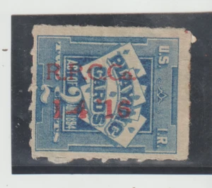 US Scott #RF3 R.P.C. CO. MOGLH Playing Card Stamp Type Dated 1-4-16 Rouletted - Picture 1 of 2