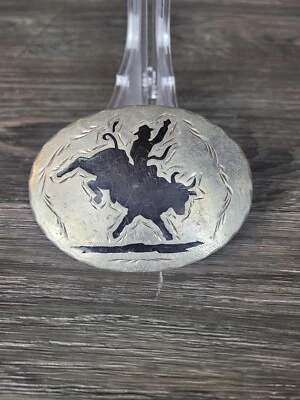 RODEO German Silver Denver Colorado Handmade Crafted  Belt Buckle - Image 1 of 4