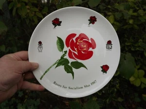 1987 Labour Party Roses for Socialism Large Plate Full details on reverse - Picture 1 of 6