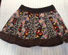 Free People Womens Multicolor Leopard Leaf Patchwork Panels Pull-On Skirt Size M