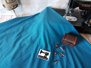 TEAL BLUE - cotton elastane fabric 4 way stretch jersey knit fabric 185cm wide - Picture 1 of 7