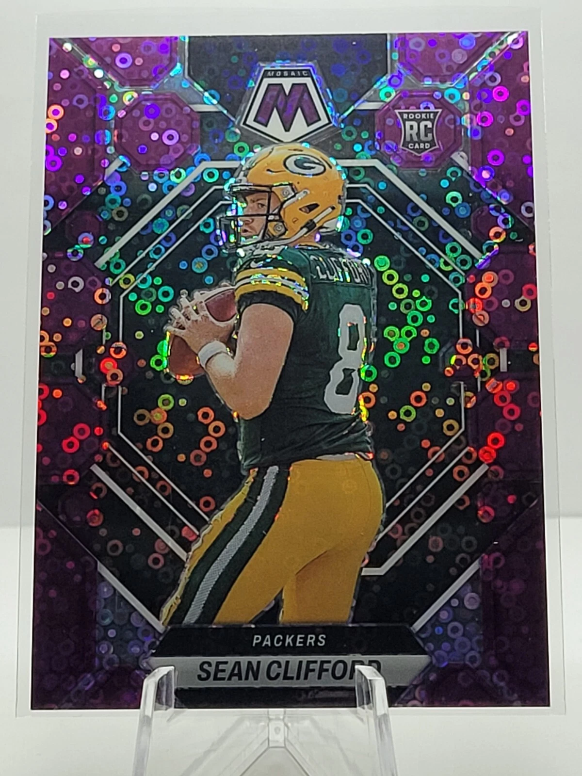 2023 Panini Mosaic No Huddle PURPLE DISCO /50 Sean Clifford #361 PACKERS RC