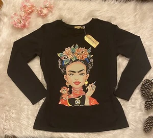 Women’s Blouse, Long-sleeves Shirt, 3D Decorated With Glitter, Size XL, Black - Picture 1 of 5