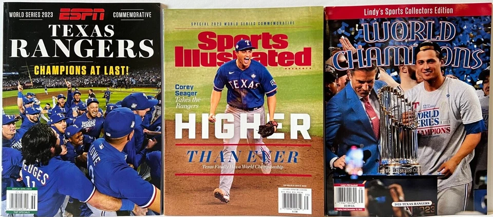 Texas Rangers World Series Magazine Lot of 3 Sports Illustrated, ESPN, Lindy's - Image 1 of 4