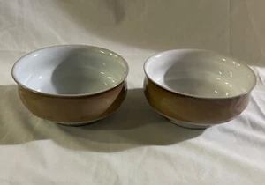2 Denby Sevilla Renaissance braun 5 5/8" Coupe Müslischalen mit Fuß Paar - Bild 1 von 4