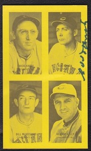 EDD ROUSH VINTAGE SIGNED JIM ROWE 4-ON-1 POSTCARD PHOTO REDS POSE 1