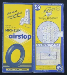 Mapa MICHELIN n.o 59 SAINT-BRIEUC RENNES BRETAÑA 19 mapa Mapa Bibendum neumát... - Imagen 1 de 1