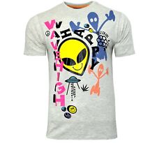 Mens Alien UFO Space Funny Wave High Happy Print Short Sleeve T Shirt Top Tee