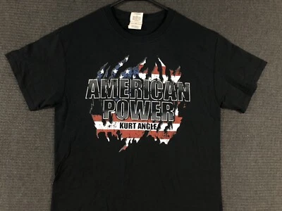 Camiseta de lucha libre Kurt Angle American Power Impact pequeña negra  Foto 1 de 4