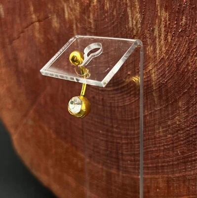 Anillo de ombligo amarillo de acero inoxidable calibre 14 Flexi Shaf gema de circonita cúbica Foto 1 de 4