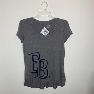 NWT Under Armour Womens M Grey MLB Tampa Bay Rays Heat Gear Loose Shirt - Picture 1 of 3