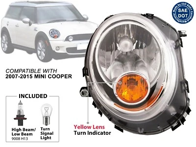 Luz principal con indicador de giro amarillo 2007-2015 Mini Cooper lado del pasajero Foto 1 de 4