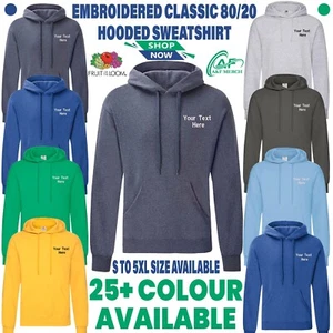 Personalised Embroidered Fruit of the Loom Classic 80/20 Hooded Sweatshirt - Picture 1 of 20