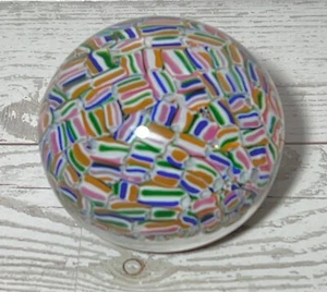VINTAGE BACCARAT FRANCE CRYSTAL MACEDOINE SCRAMBLED MILLEFIORI CANE PAPERWEIGHT - Picture 1 of 6