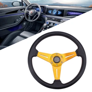 350mm Sport Racing Aftermarket Alloy Steering Wheel PU Leather 14 inch - Picture 1 of 6