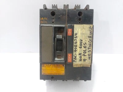 Westinghouse 40E-6764 Circuit Breaker 100A 600 AC 4 Poles - Image 1 of 4