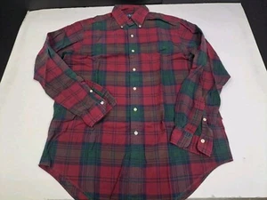 Ralph Lauren Mens Long Sleeve Maroon Plaid Flannel Shirt Size Medium #6284 - Picture 1 of 5