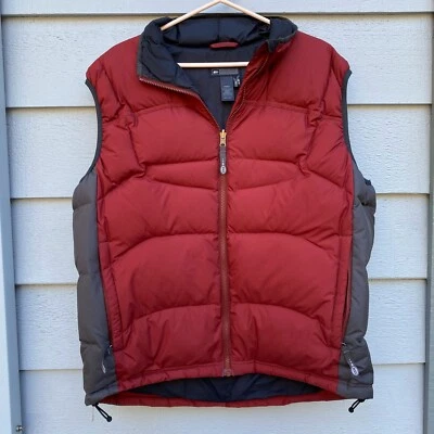 Chaleco grande de plumón de ganso REI para hombre esquí snowboard cremallera hinchada en rojo oscuro Foto 1 de 4