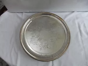 Vintage Silver Plate Round Salver/Tray Gadrooned Rim on Three Balled Feet 31 cm - Picture 1 of 8