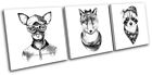 Hipster Toy Terrier Fox Raccoon Vintage TREBLE CANVAS WALL ART Picture Print