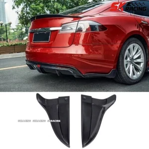 For 2016-20 Tesla Model S Carbon Fiber Rear Bumper Side Corner Splitters Aprons - Imagen 1 de 14