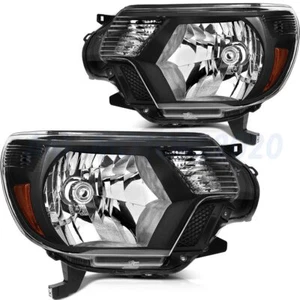 Headlights Assembly For 2012-2015 Toyota Tacoma Black Headlamp Amber Corner Pair - Picture 1 of 7