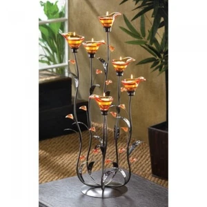 Amber Calla Lily Candle Holder Tealight Candleholder Wedding Centerpiece - Picture 1 of 3