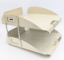 Vintage Industrial Metal Desk Paper File Organizer 2-Tray Mid-Century Modern
