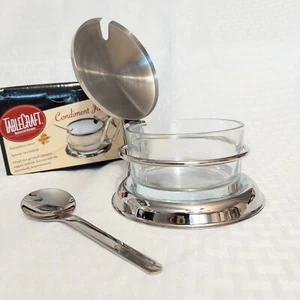 Barattolo condimento vetro ristorante cucchiaio marmellata gelatina zucchero inox tavola - Foto 1 di 7