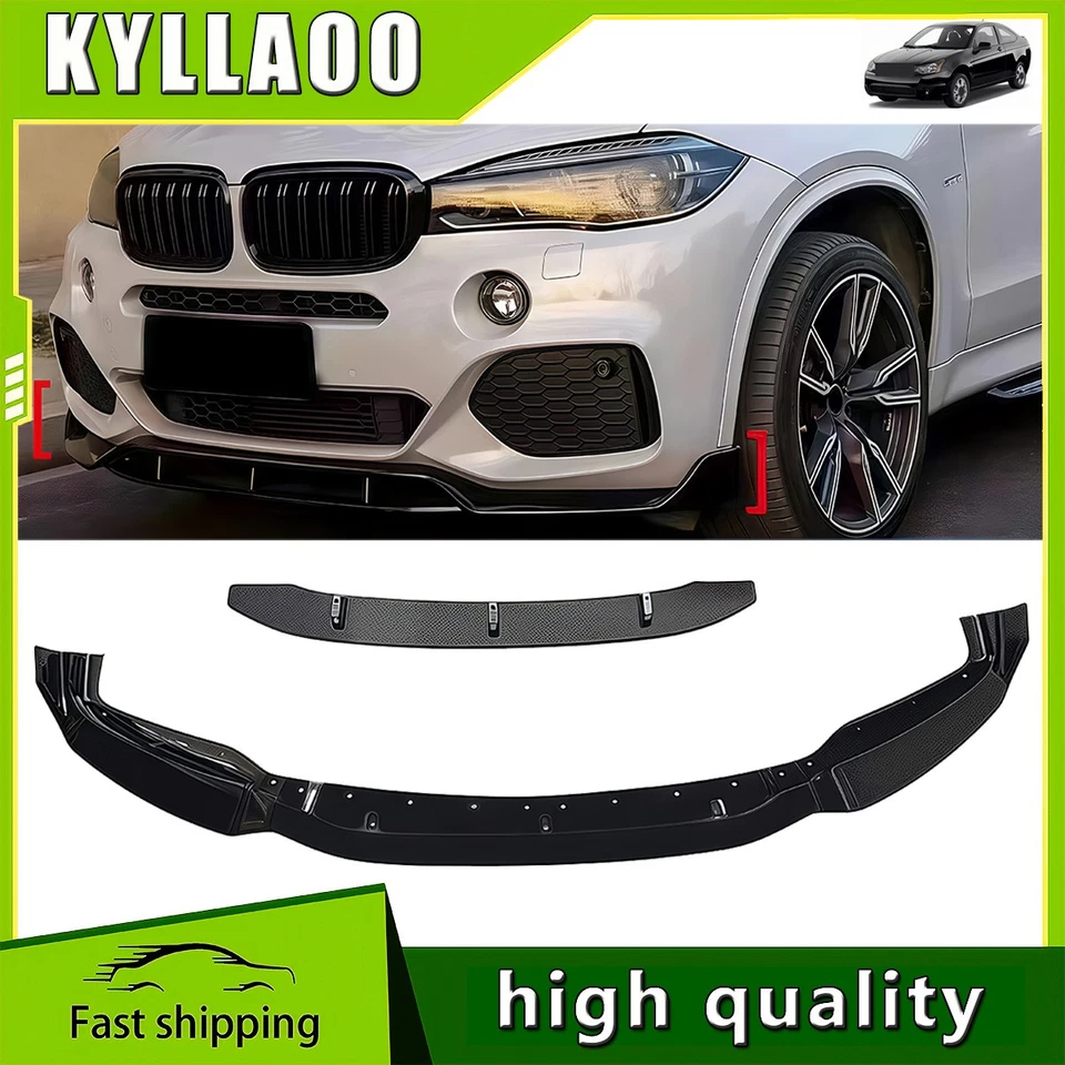 Alerón delantero divisor de labios negro brillante apto para BMW X6 F16 M Sport 2015-2018 2016 Foto 1 de 4