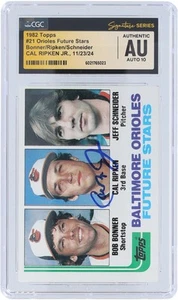 Cal Ripken Jr. Baltimore Orioles Signed 1982 Topps #21 CGC Auto 10 Rookie Card - Picture 1 of 4