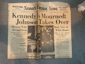 Newark Evening News 23. November 1963 JFK Kennedy ist traurig Zeitung - Bild 1 von 1