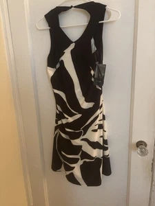 Ralph Lauren Black Sleeveless Print Trapeze Jersey A Line Dress Size 4 (NEW) - Picture 1 of 2