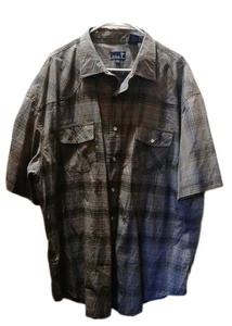 Camicia uomo a scatto con perle marca RK taglia 3X grigio bianco a quadri western rockabilly cowboy - Foto 1 di 11