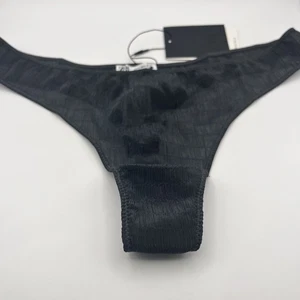 Zara Lingerie Semi Sheer Mesh Thong Underwear Panty Black Size S MSRP $23 NWT - Picture 1 of 7