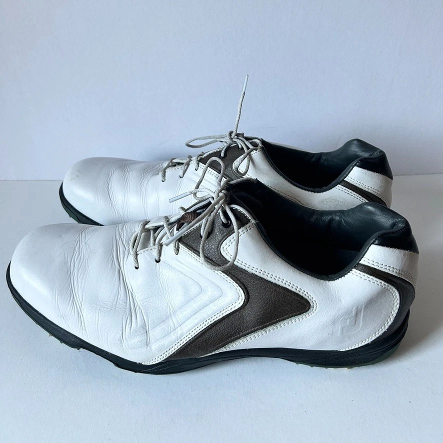 Footjoy FJ Hydrolite Golf Shoes White Brown Leather Size 10.5  - Image 1 of 4