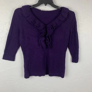 Neiman Marcus Pullover Damen Large Lila Kaschmir Rüschenkragen Pulli Oberteil - Bild 1 von 7