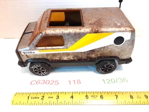Furgone vintage TONKA argento metallizzato acciaio pressato con grafica 8,5" anni '70 - Foto 1 di 11