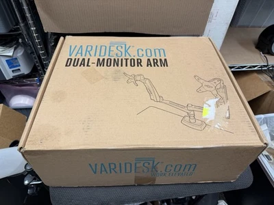Vari Dual Screen Monitor Arm Desk Mount - Varidesk Model 48003 - NEW - Silver - Image 1 of 4