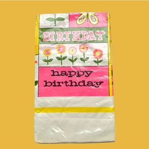 Tovaglia di carta Happy Birthday vintage - stile Groovy anni 60/70 mai usata C.A. Reed Co - Foto 1 di 3