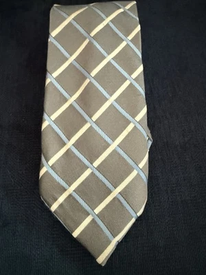 Donald J Trump Signature Gold Bar Collection 100% Silk Grey with Blue And White  - Image 1 of 3