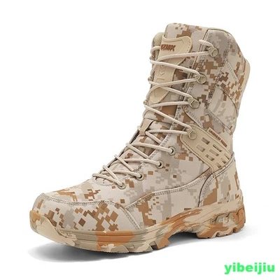 Botas de senderismo de entrenamiento de campo al aire libre desierto para hombre entrenamiento de campo de batalla caña alta Foto 1 de 4