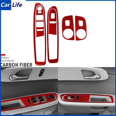 6x Cubierta de panel de interruptor de elevación de ventana de fibra de carbono roja para Chevrolet Traverse 09-17 Foto 1 de 4