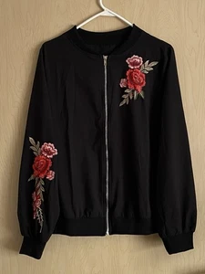 UNBRANDED Jacket Black/Multicolor Flowers Size XL - Picture 1 of 5