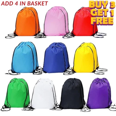 Nylon Drawstring Rucksack Bag Swimming Backpack for School PE Kit Sports Gear - Image 1 of 4