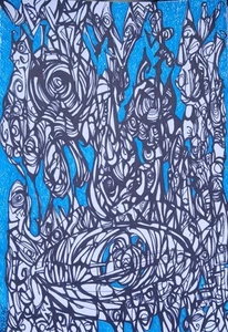 Free Ship Original Abstrsct Surrealistic Drawing Sharpie Marker Dark Art Face - Picture 1 of 14