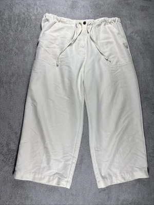 Pantalones capri de cintura elástica Caribbean Joe para mujer mezcla de seda marfil talla L Foto 1 de 4