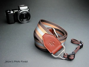 real leather+thick nylon+metal TP camera strap for DSLR EVIL FILM Camera brown - Picture 1 of 2