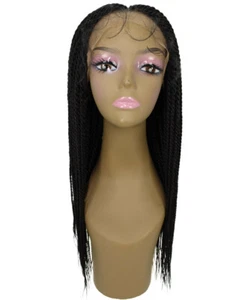 LUXLUXE Nikkita Straight 25" Long 4X4 Hand-Tied Lace Braided Wig, Natural Black - Picture 1 of 11